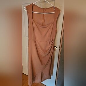 Elegant Tan Sleeveless Dress